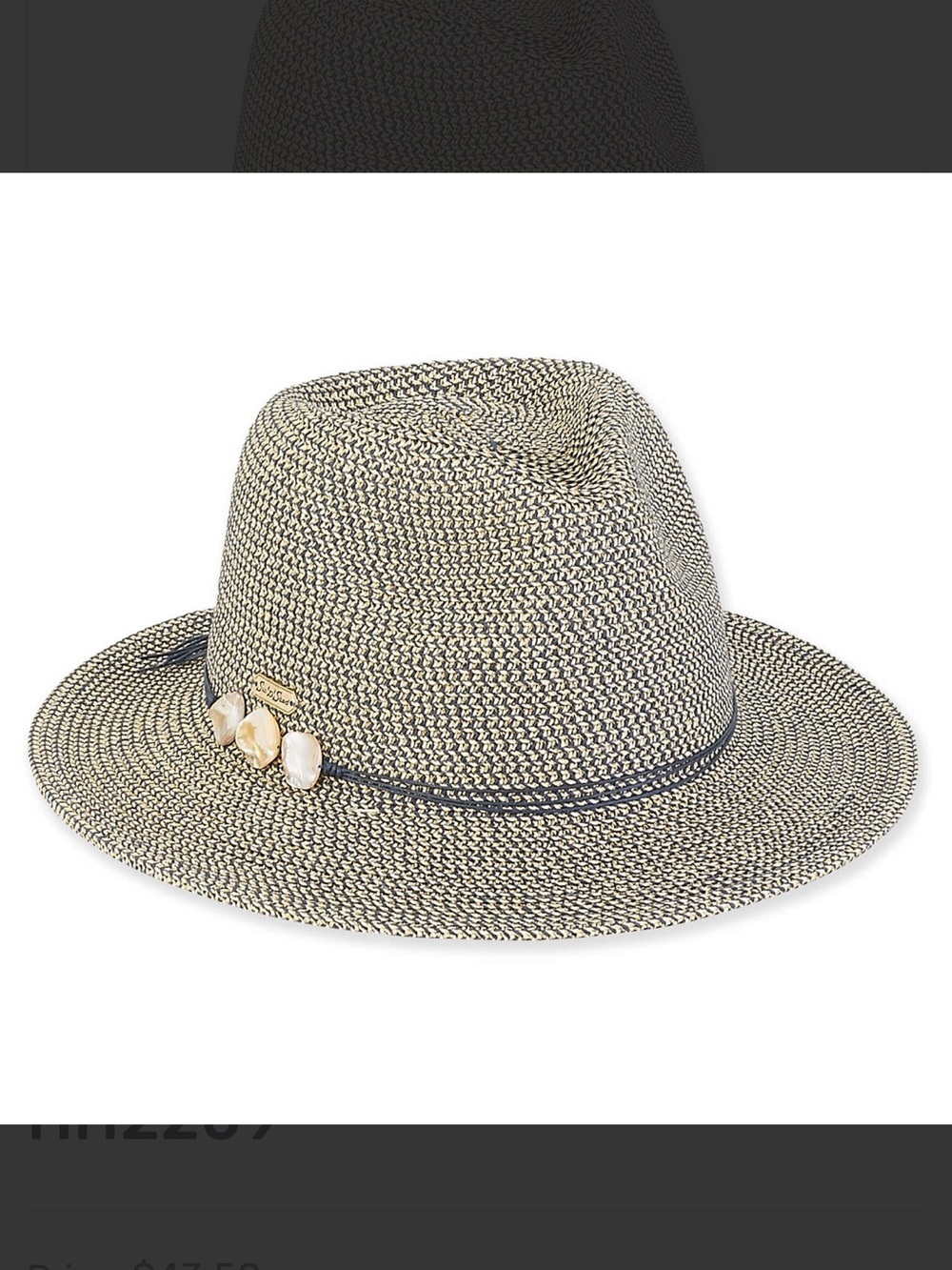 Sun and Sand Two-Tone Straw hat with Shell Accent - Natural/Navy